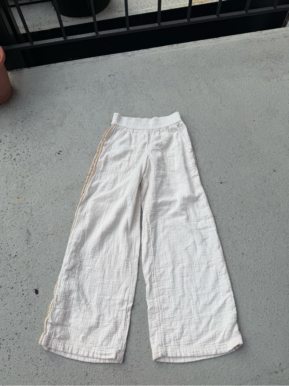 AERIE High Waisted Boho Cream WIDE LEG PANTS Pockets SZ XS - Picture 6 of 9